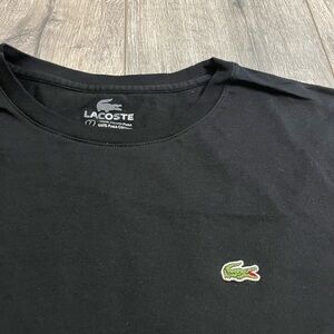 Lacoste Black T-Shirt with Logo. Size 7.